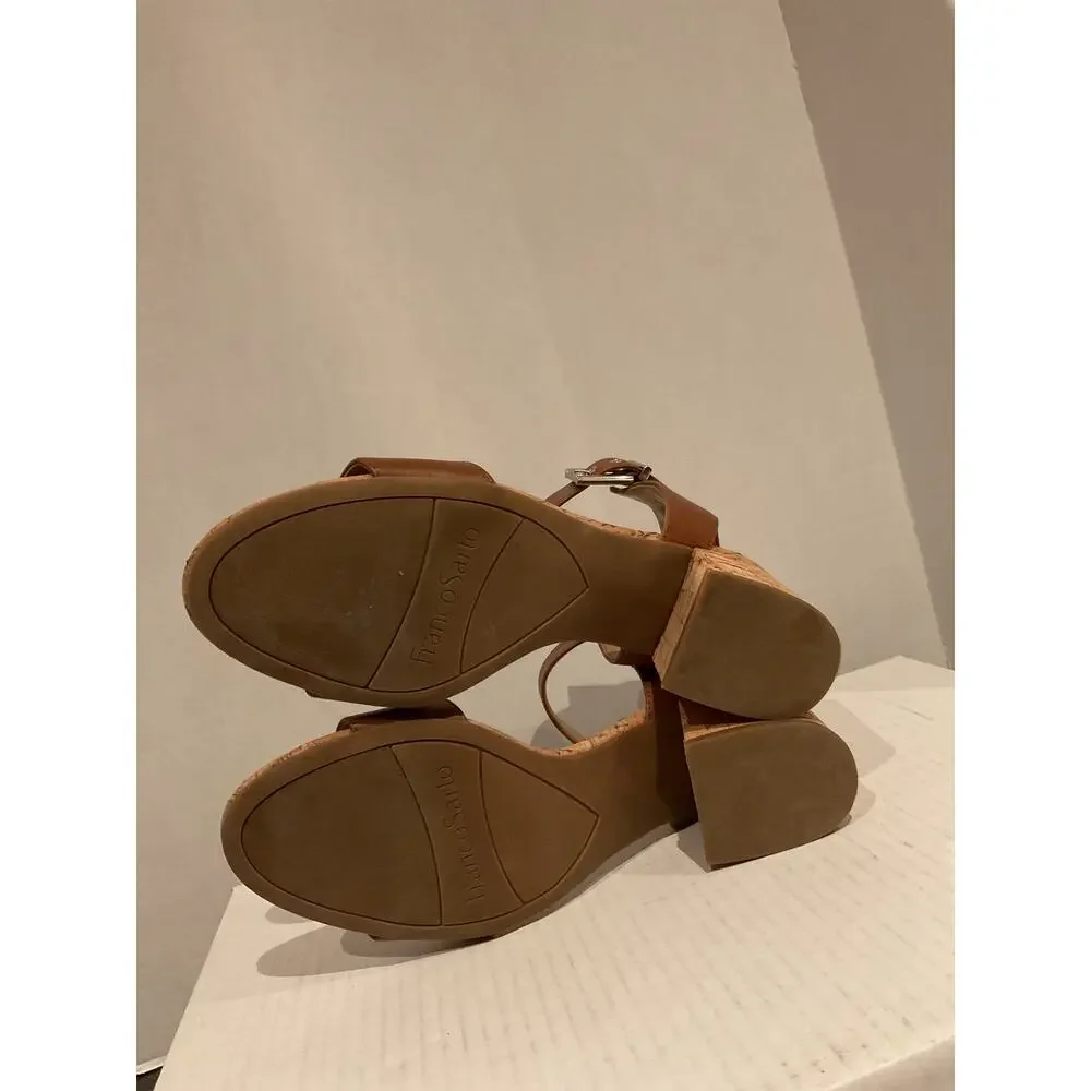 Franco Sarto - Melody - Leather & Cork Block Heel Sandal - Cognac - 8M